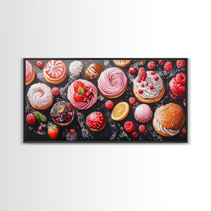 Donuts and Deserts Oil Painting Print, Canvas Art, Bakery Wall Art, Bakery Decor, Kitchen Wall Art