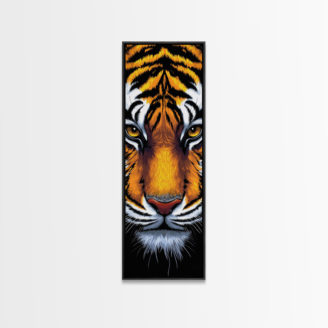 Fierce Tiger Face Framed Canvas Print, Bold Animal Wall Art, Wildlife Decor Above Couch Art, Statement Piece Christmas