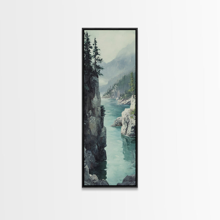 Framed Canvas Print Coastal Landscape Art Nautical Decor Tall Narrow Art Beach House Wall Art Perfect Above Couch Nautical Wall Art