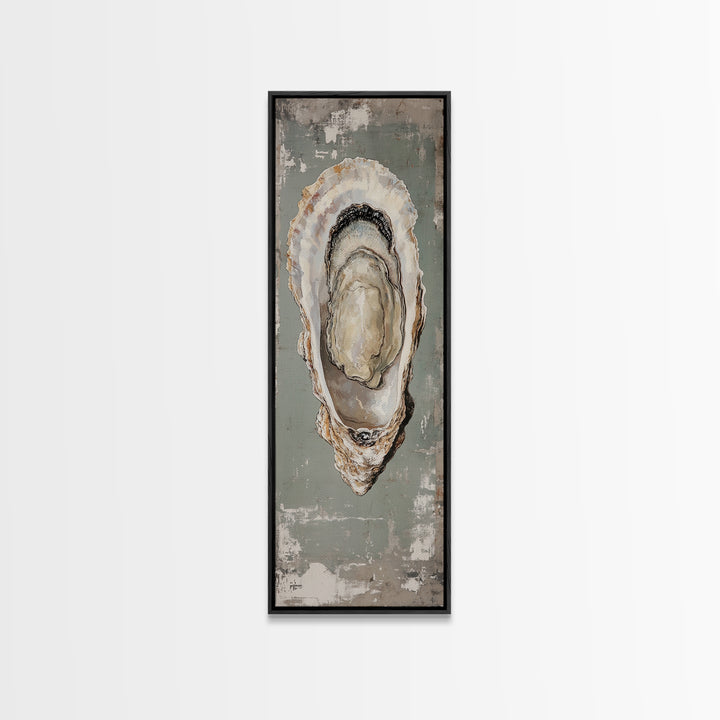Canvas Print Rustic Oyster Shell Painting Coastal Kitchen Decor Wabi Sabi Art Living Room Art Nautical Wall Art Coastal Kitchen Decor