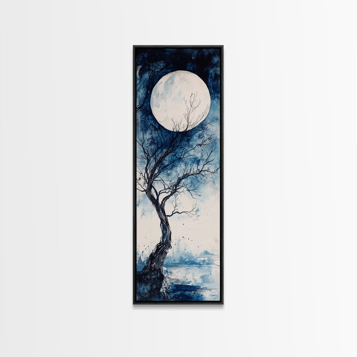 Canvas Print Full Moon with Tree Art, Dark Romance Rustic Wall Decor, Unique Above Couch Art, Moody Bedroom Decor Gift Idea