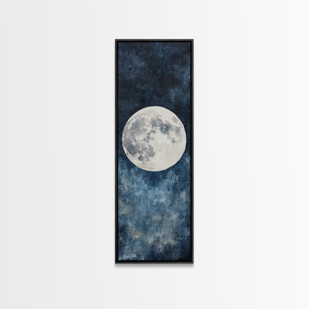 Framed Canvas Print Majestic Moon on Dark Sky, Coastal Inspired Wall Art, Nautical Home Decor, Large Wall Art Above Sofa Gift Him
