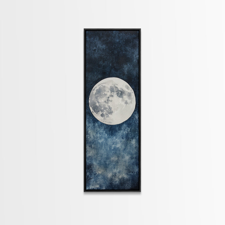 Framed Canvas Print Majestic Moon on Dark Sky, Coastal Inspired Wall Art, Nautical Home Decor, Large Wall Art Above Sofa Gift Him
