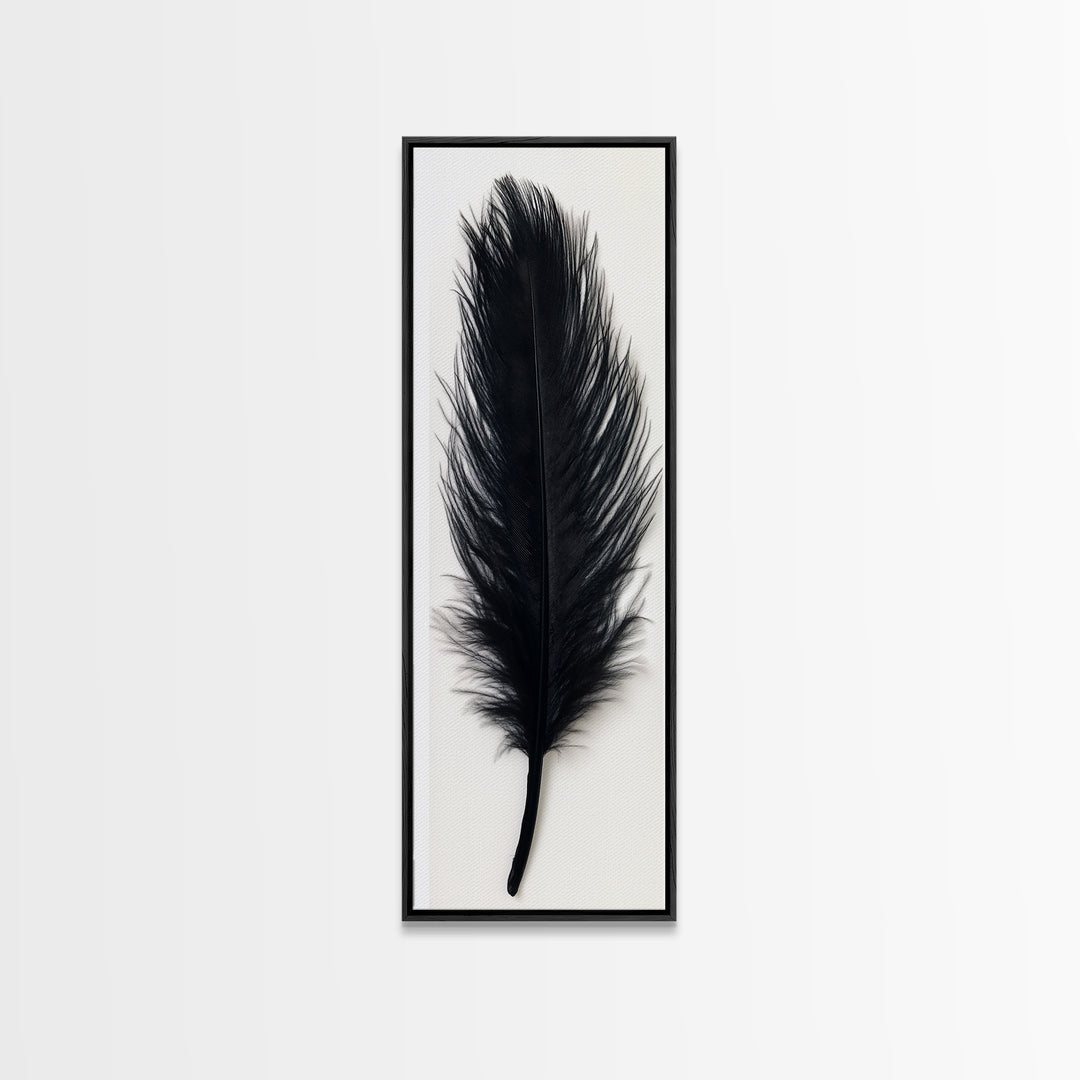 Abstract Black Feather Painting Print, Tall Skinny Art, Retro Home Decor, Abstract Art, Narrow Tall Wall Art, Feather Art, Farmhouse Art