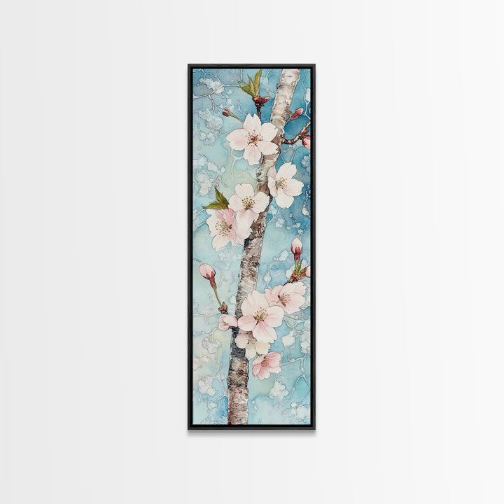 Blossoming Sakura Tree Branch Artwork - Framed Canvas Print for Japanese Wall Art, Cherry Blossom Decor, Pink Floral Art, Botanical Wall Print