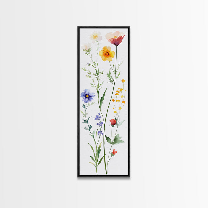 Boho Floral Botanical Print - Framed Canvas Print with Delicate Watercolor Wildflowers for Nature-Inspired Wall Art