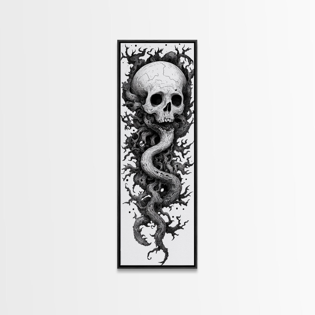 Cosmic Horror Wall Art Framed Canvas Print, Skull Art, Skull Painting Print, Skull Wall Art, Halloween Decor
