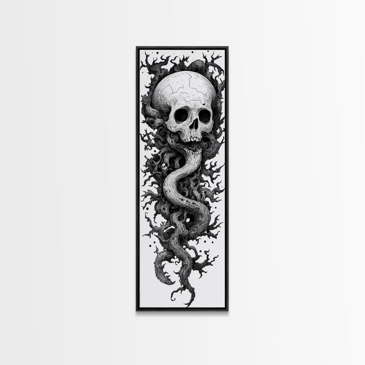 Cosmic Horror Wall Art Framed Canvas Print, Skull Art, Skull Painting Print, Skull Wall Art, Halloween Decor