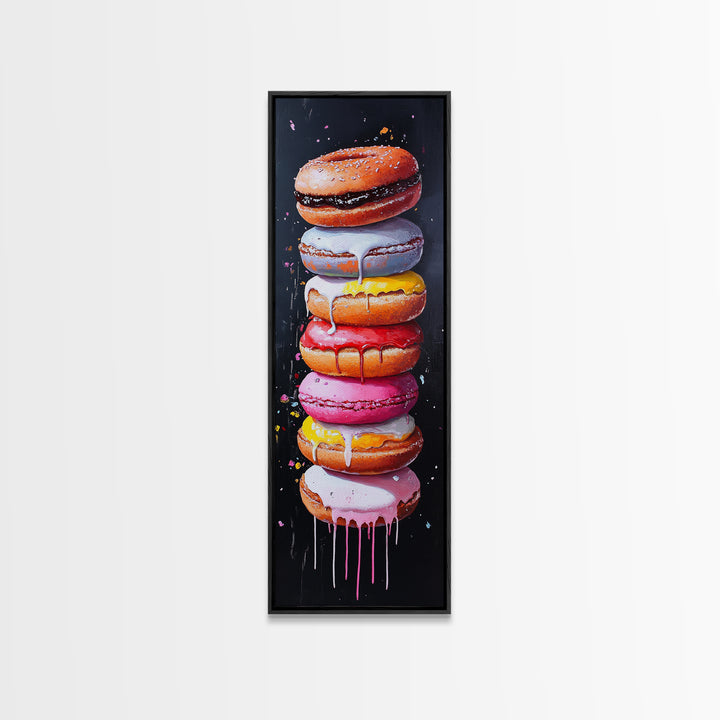 Cute Oil Painting Print of Macaroons - Kitchen Wall Art - Kitchen Decor - Framed Canvas Print - Preppy Kitchen Art - Girly Decor - Food Painting