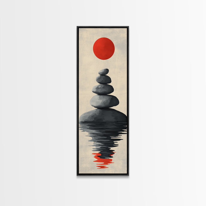 Canvas Print of Zen Art with Stacked Stones, Japanese Inspired, Minimalist Wall Art, Meditative Decor, Above Couch Art, Zen Wall Art, Peaceful Vibe