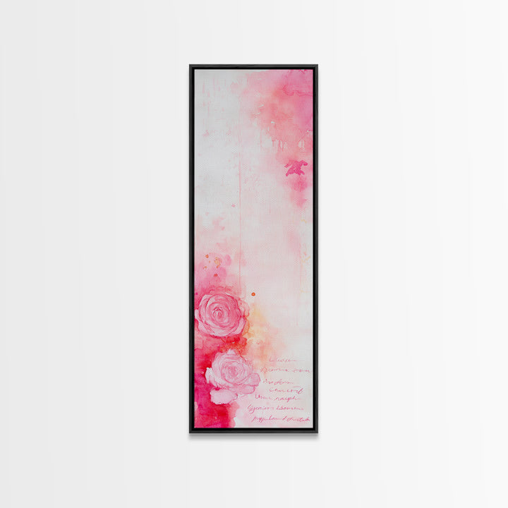 Rose Painting Framed Canvas Print Romantic Pink Art Light Abstract Wall Art Above Couch Art Gift Idea Living Room Wabi Sabi Decor