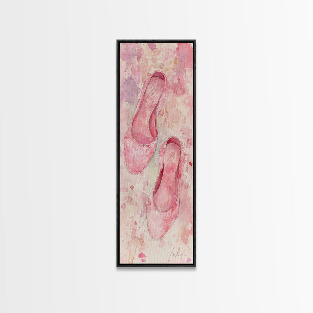 Ballet Flats Pink Abstract Canvas Print, Light Pink Wall Art, Whimsical Rustic Decor, Minimalist Living Room Art, Above Bed Artwork