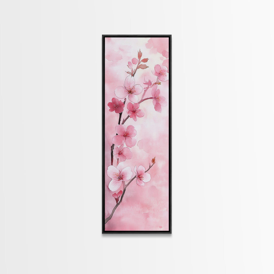 Delicate Cherry Blossom Framed Canvas Print Featuring Japanese-Inspired Botanical Prints for Bedroom or Living Room Wall Art