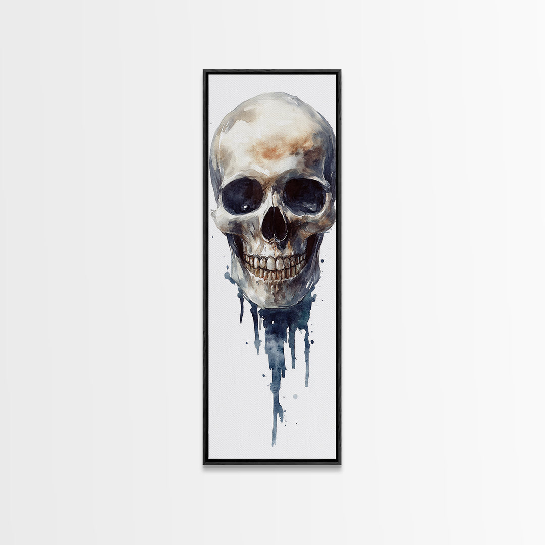 Framed Canvas Print Skull Art for Gothic Decor, Moody Halloween Wall Art, Original Skull Artwork, Living Room Art, Gift Idea for Him