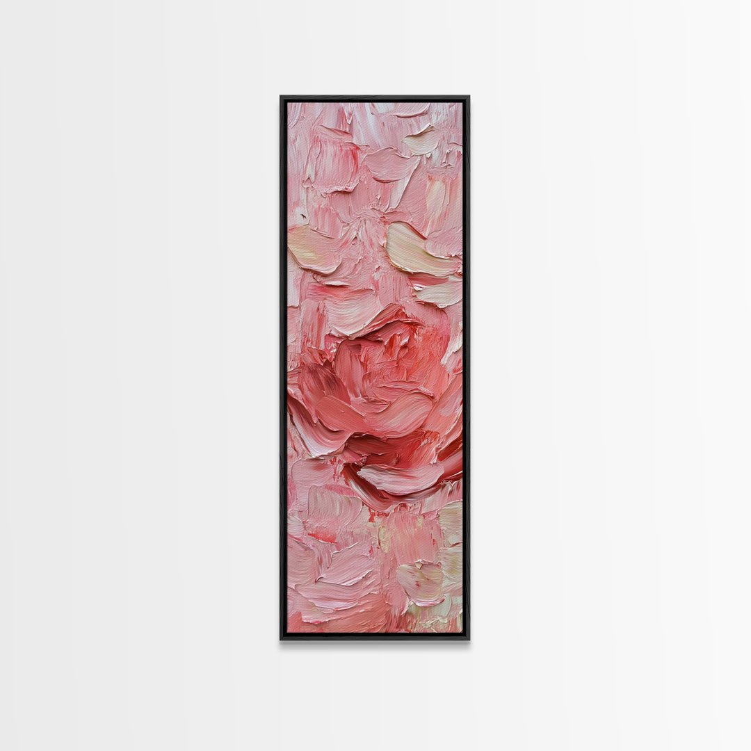 Abstract Pink Rose Textured Canvas Print, Light Pink Botanical Wall Art, Rose Painting Bedroom Art, Minimalist Floral Artwork