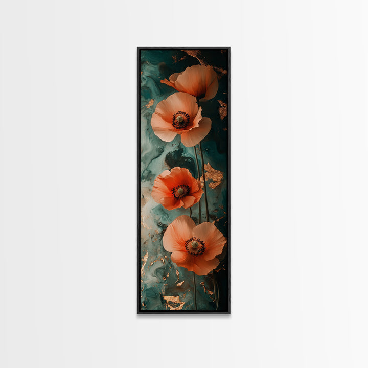 California Poppy Floral Framed Canvas Print | Wildflower Botanical Prints | Rustic Wall Art | Vertical Wall Art | Gift Idea Her