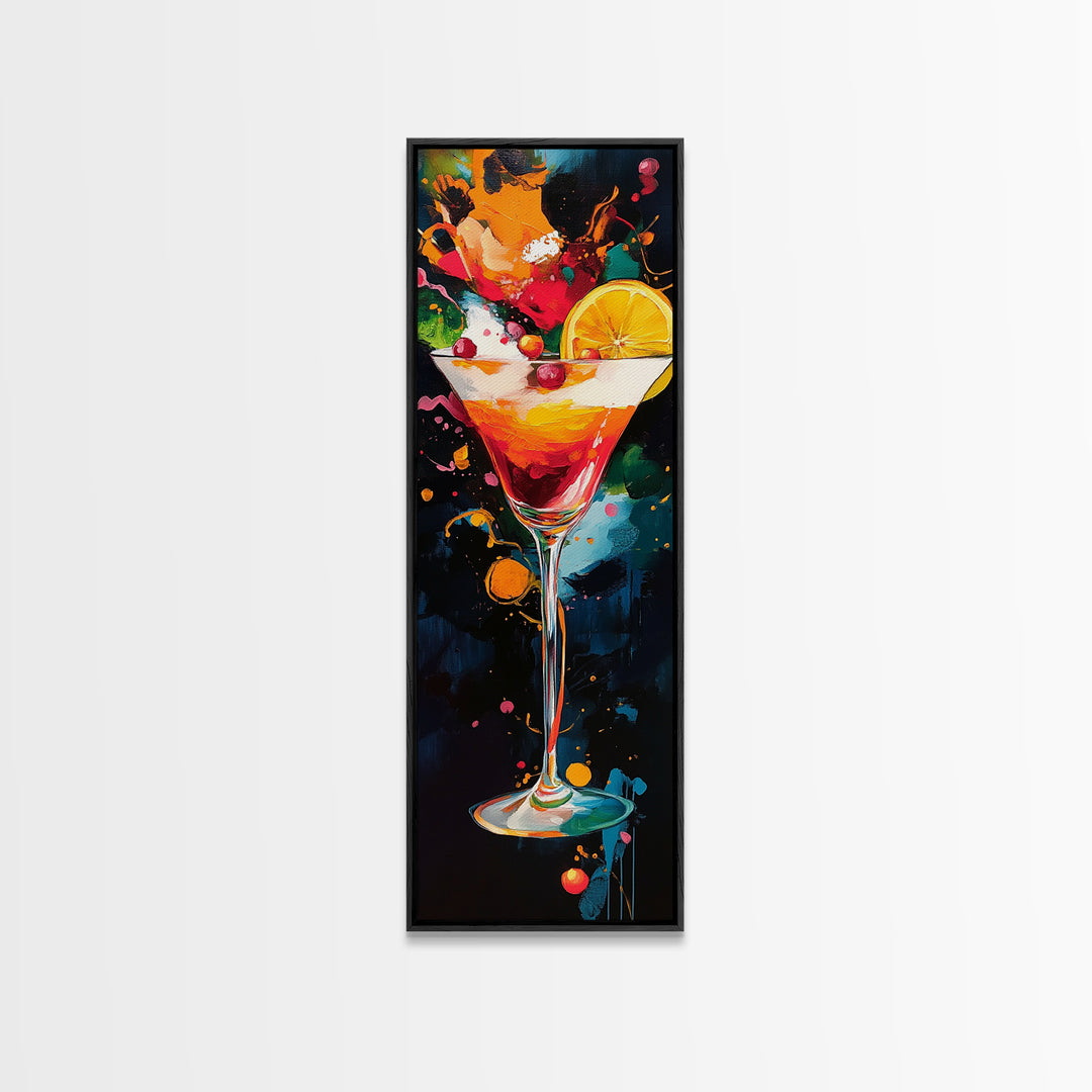 Abstract Martini Art Framed Canvas Print | Espresso Martini Wall Art | Cocktail Art | Kitchen Decor | Whimsical Art | Vertical Wall Art