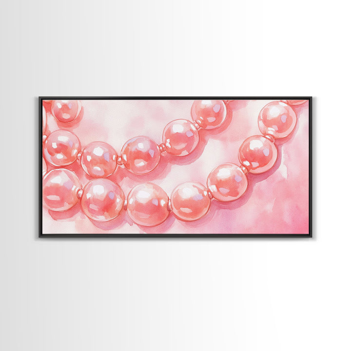 Blush Pearl Art Canvas Print Featuring Pearl Painting and Light Pink Wall Art Minimalist Art Gift Idea Guest Room Rustic Wall Decor