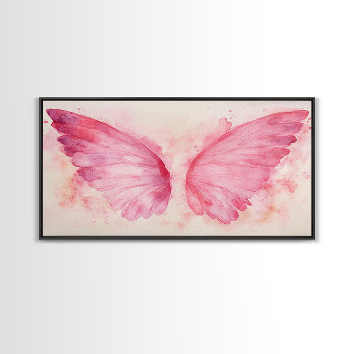 Angel Wings Canvas Print Whimsical Art Light Pink Wall Art Angel Art Prints Bedroom Decor Above Bed Wall Art Gift Idea