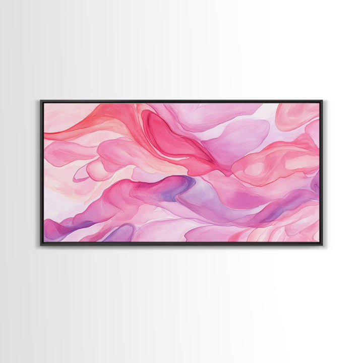 Pink Abstract Flowing Design Canvas Print, Whimsical Minimalist Light Pink Wall Art, Dorm Room Bedroom Art Unique Gift Idea