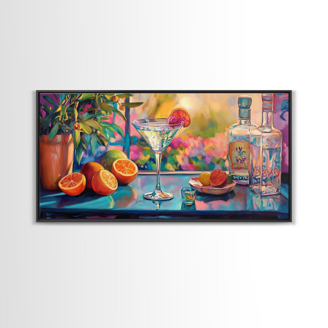 Citrus Cocktail Canvas Print Bright Bar Wall Art Vibrant Foodie Home Decor Kitchen Gift Idea Tropical Drinks Modern Party Art Unique