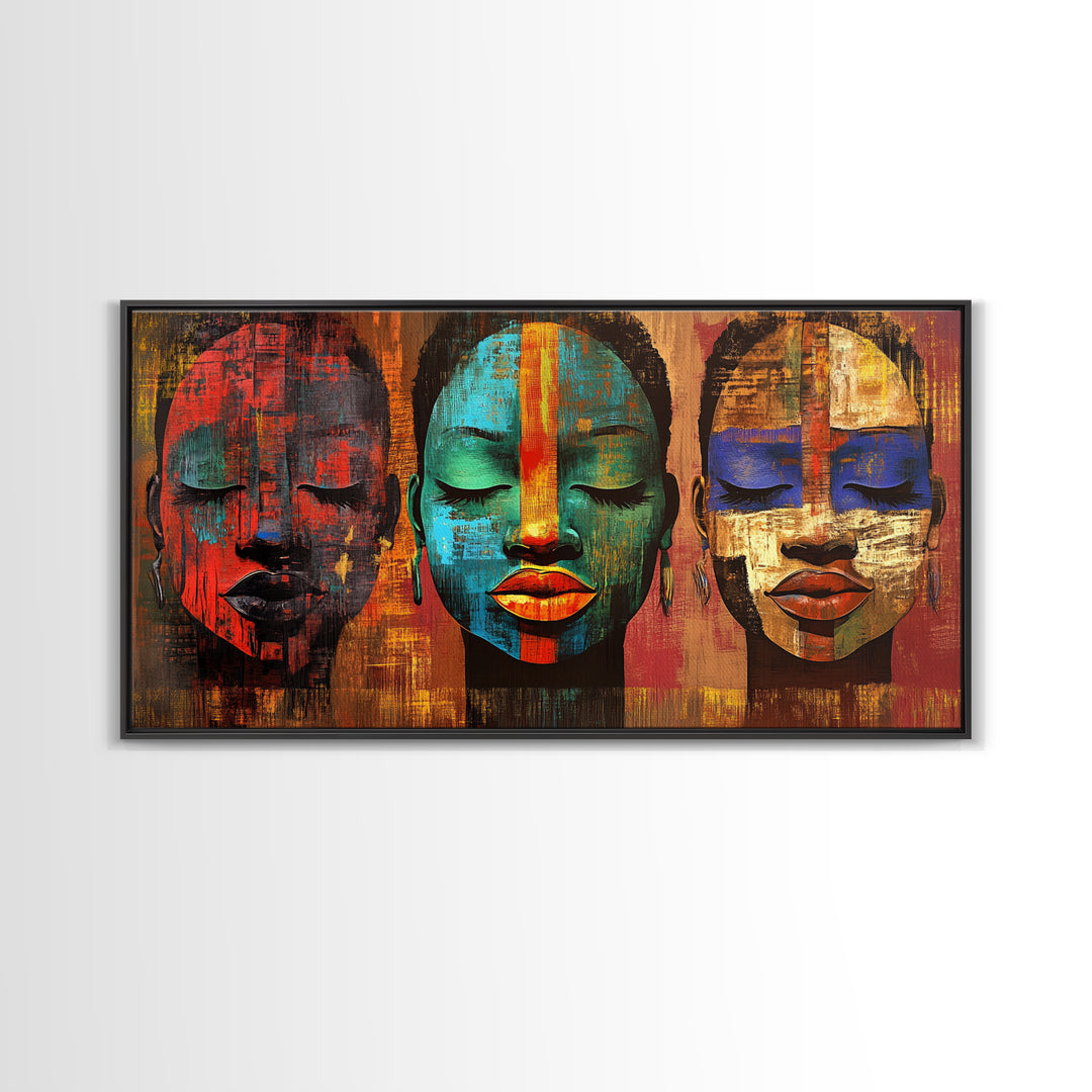 Vibrant African Art Canvas Print, Afrocentric Wall Art Decor, Colorful Moody Abstract Painting, Unique Therapy Art Gift Idea