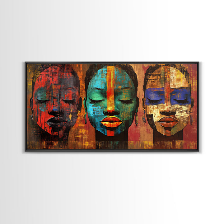 Vibrant African Art Canvas Print, Afrocentric Wall Art Decor, Colorful Moody Abstract Painting, Unique Therapy Art Gift Idea