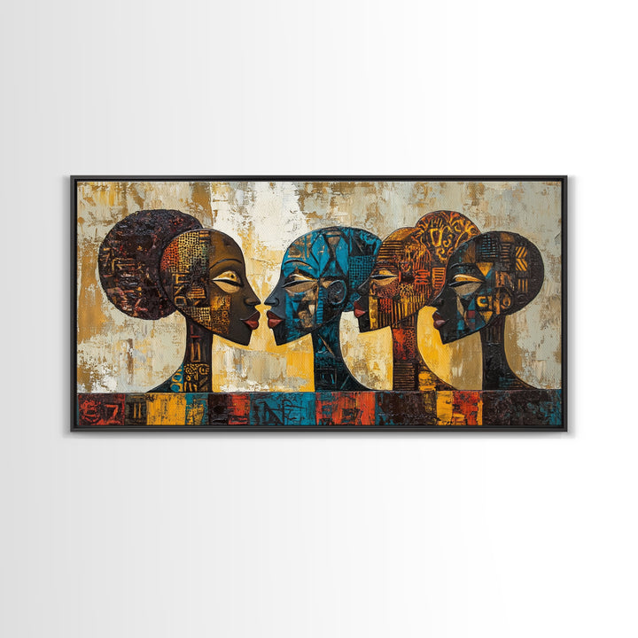 Afrocentric Geometric Art Framed Canvas Print, African Wall Decor, Bold Living Room Art, Unique Therapy Gift Idea Him Her