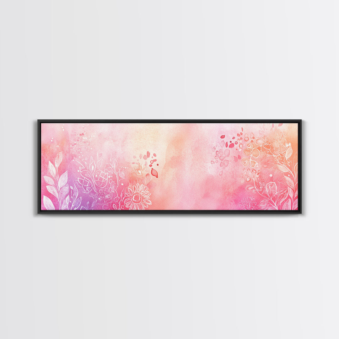 Botanical Prints Canvas Print Featuring Pink Abstract Floral Artwork, Living Room Wall Art in Pastel Hues, Light Pink Decor