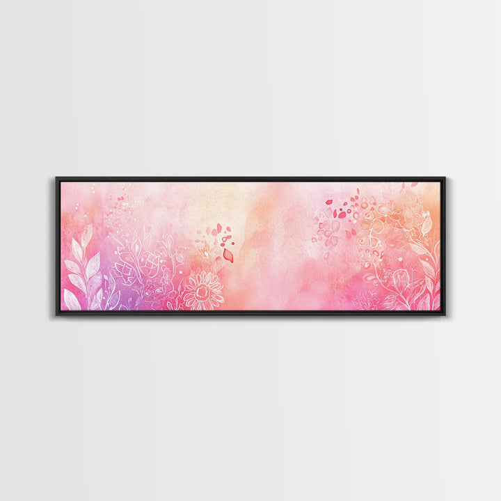 Botanical Prints Canvas Print Featuring Pink Abstract Floral Artwork, Living Room Wall Art in Pastel Hues, Light Pink Decor