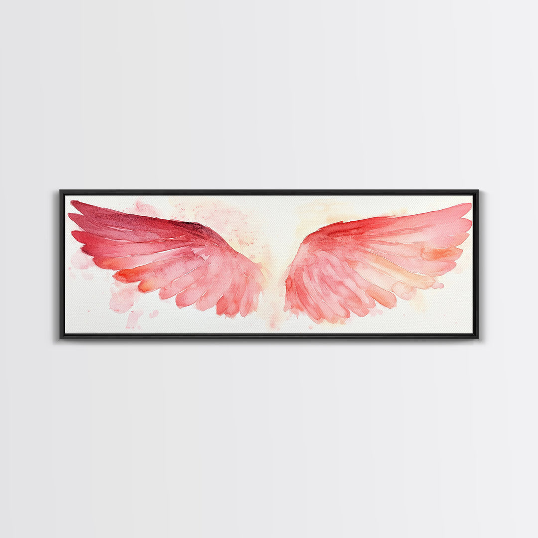 Angel Wings Canvas Print, Pink Abstract Art with Light Tones, Whimsical Zen Wall Art for Bedroom, Gift Idea for Spirituality Lovers