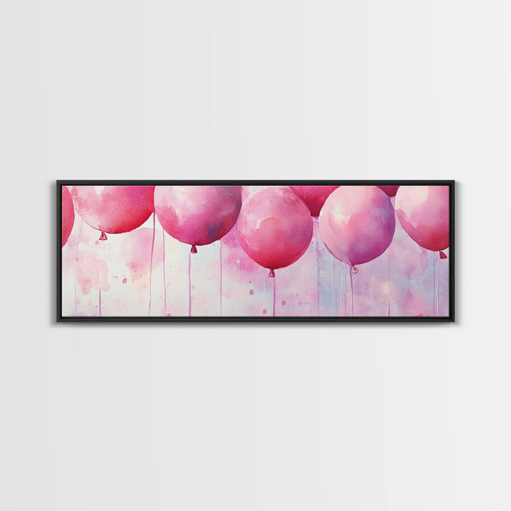 Balloon Party Canvas Print Whimsical Art Pink Abstract Art Light Pink Wall Art Above Sofa Decor Fun Kids Room Artwork Gift Idea