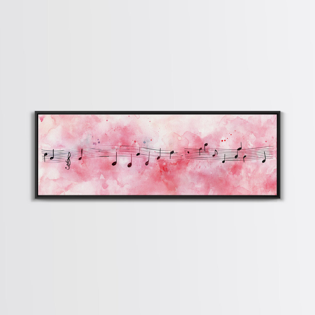 Musical Notes Canvas Print Artistic Sheet Music Wall Art Light Pink Abstract Artwork Rustic Wabi Sabi Art Living Room Decor Gift