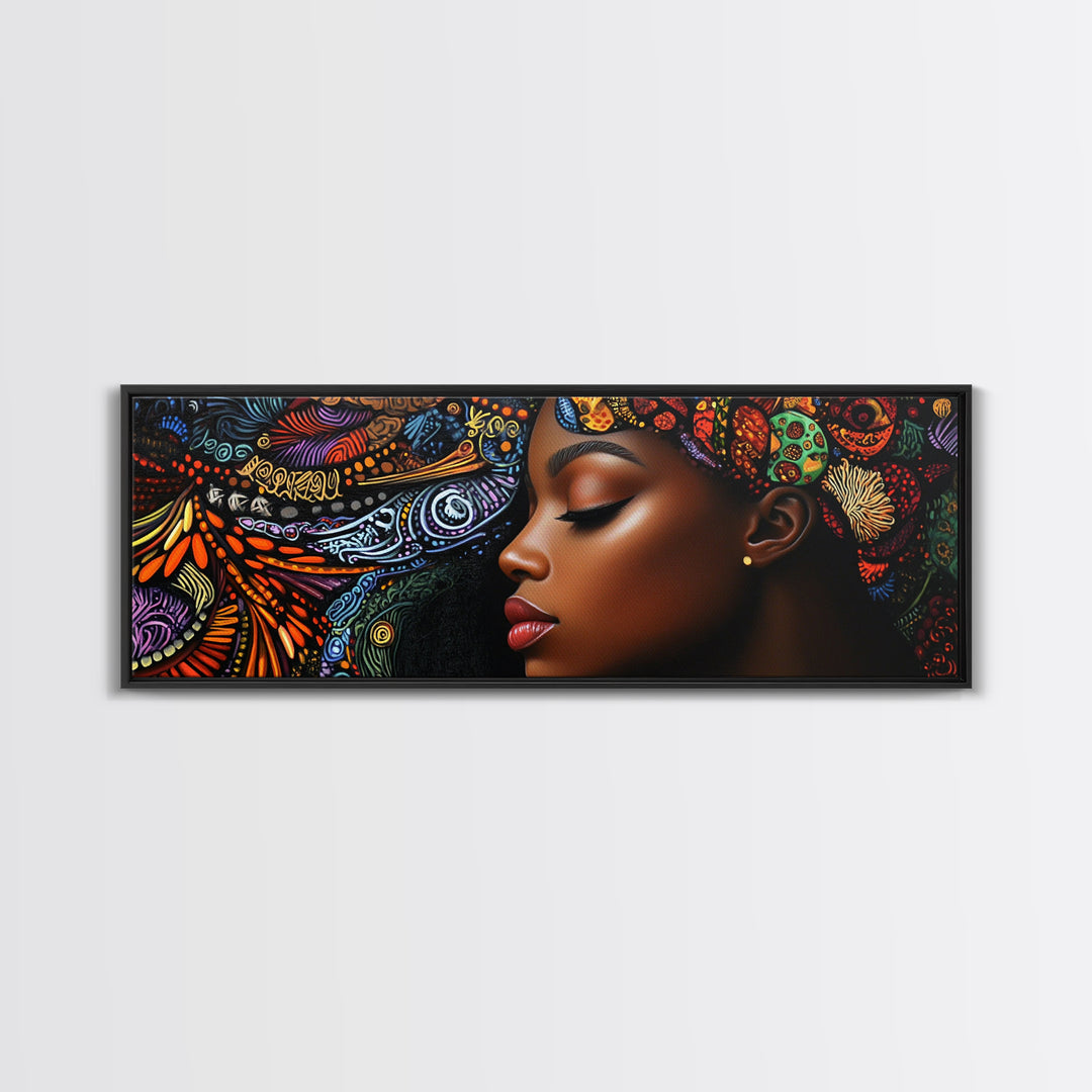 Afrocentric Framed Canvas Print Vibrant Tribal Art Decor Living Room Art Original Painting Gift Idea Bedroom Wall Art