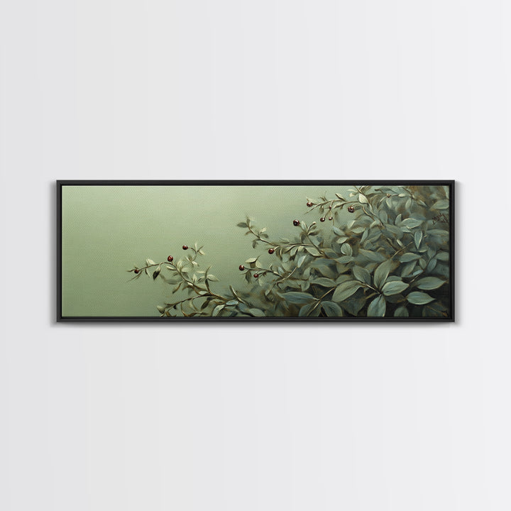 Nature-Inspired Sage Green Framed Canvas Print – Sage Green Wall Art, Botanical Prints, Minimalist Art, Bedroom Art, Wabi Sabi Art