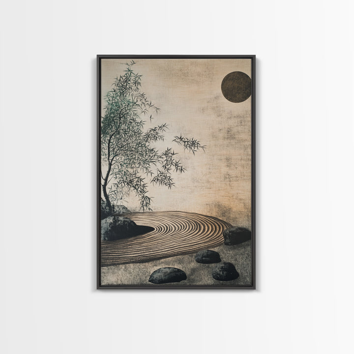 Zen Bamboo Garden Canvas Print Wabi Sabi Wall Art Minimalist Zen Inspired Artwork Rustic Decor Above Couch Wall Art Bedroom Art