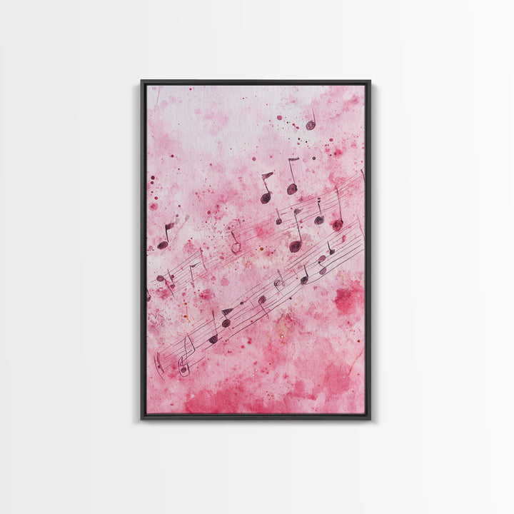 Pink Musical Notes Canvas Print, Whimsical Art, Music Lover Gift, Pink Wall Art for Dorm, Light Pink Wall Art, Artistic Decor, Living Room Art