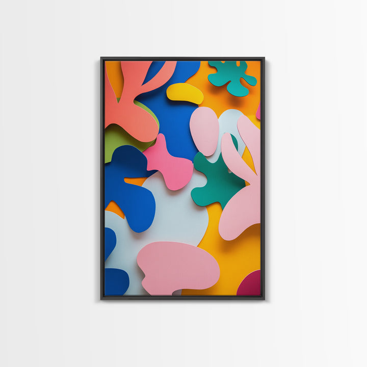 Bold Abstract Organic Shapes Canvas Print, Contemporary Chinoiserie Wall Art, Vibrant Boho and Minimalist Design for Modern Spaces