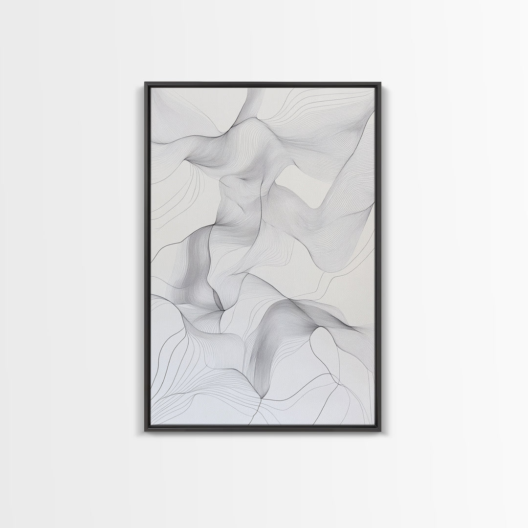 Black White Line Art Canvas Print Minimalist Geometric Wall Decor Modern Zen Artwork Above Couch Gift Idea Stylish Home Accent