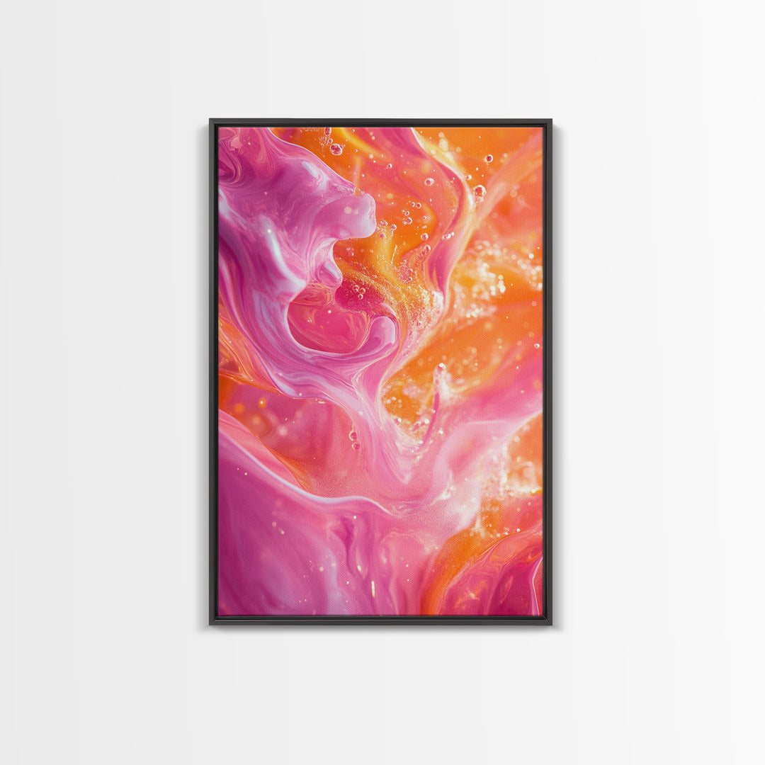 Abstract Pink Orange Canvas Print with Swirling Light Effects and Therapy Art for Modern Home Wall Decor, Ideal Gift Idea