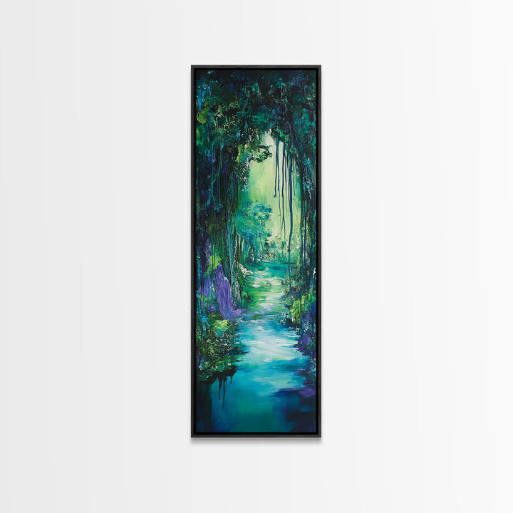 Mystical Forest, Wabi Sabi Art, Zen Wall Art, Forest at Dusk Painting, Tall Skinny Art, Moody Art, Extra Wide Art, Canvas Print