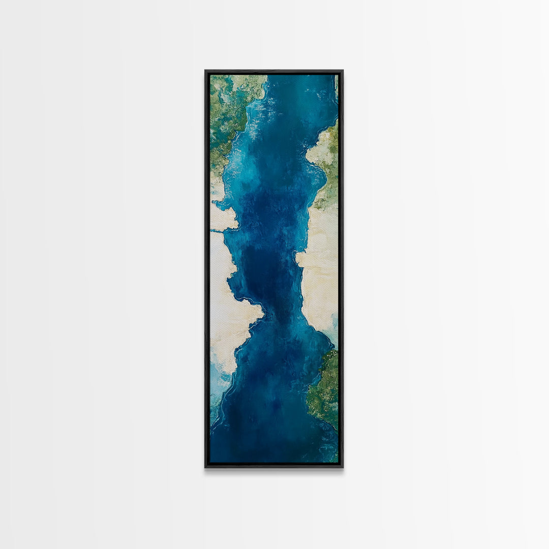 Ocean Map, Atlantic View, Nautical Wall Art, Coastal Landscape, Blue and Green Wall Art, Christmas, Canvas Print, Living Room Art