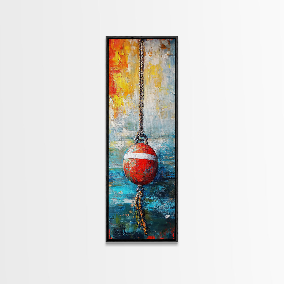 Nautical decor, rustic wall art, coastal wall art, ocean painting, maritime art, framed canvas print, tall skinny art, moody blue art