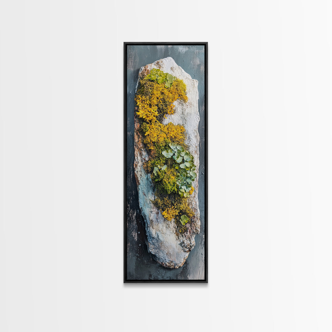 Botanical Art, Framed Canvas Print, wabi sabi art, sage green wall art, whimsical art, minimalist art, long narrow wall art, rustic decor