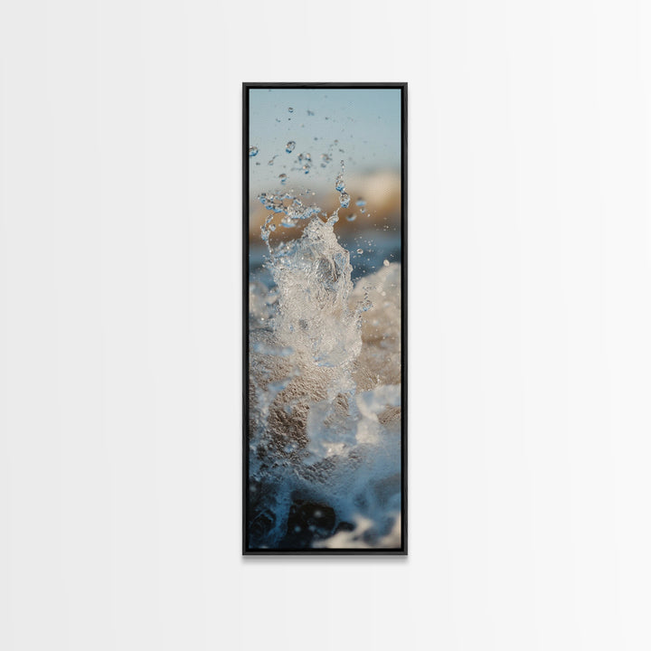 Ocean Splash, nautical wall art, seascape painting, surf wall art, blue and green wall art, coastal decor, Framed Canvas Print