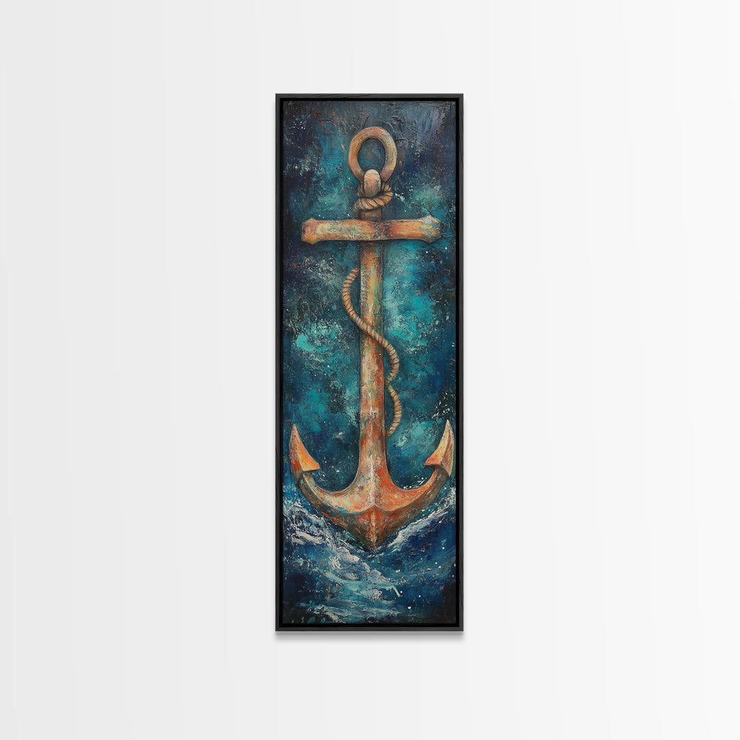 Anchor, Nautical Decor, Framed Canvas Print, nautical wall art, coastal decor, maritime art, rustic wall art, beach house decor, gift idea