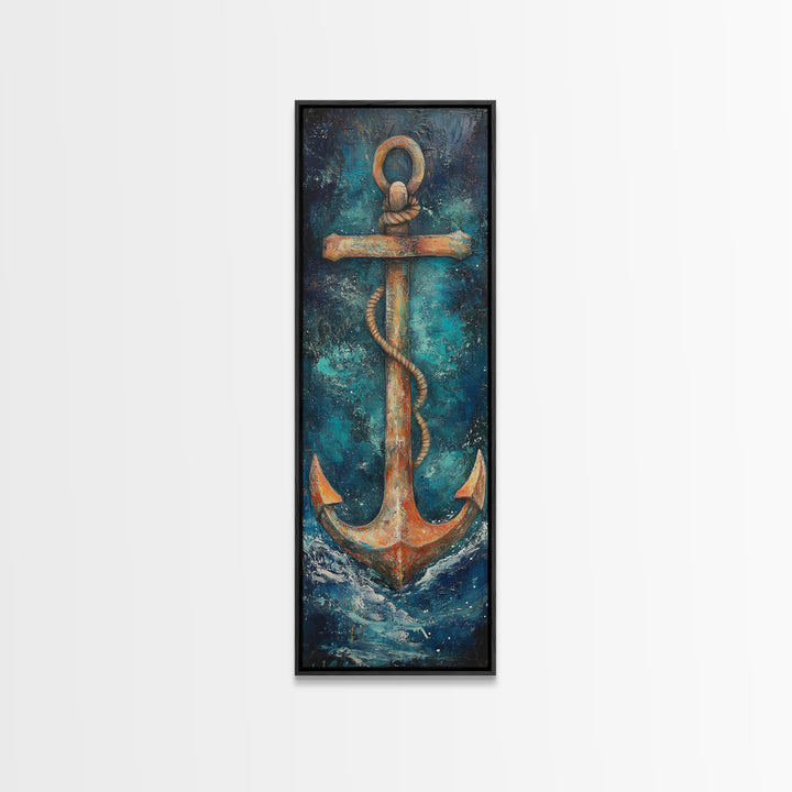Anchor, Nautical Decor, Framed Canvas Print, nautical wall art, coastal decor, maritime art, rustic wall art, beach house decor, gift idea