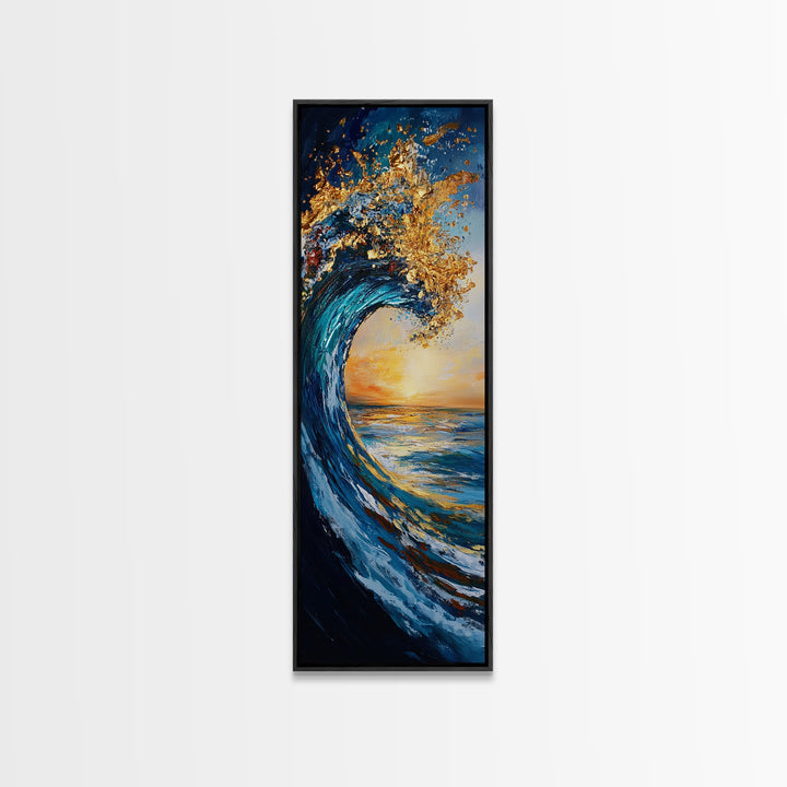 Ocean Wave Art, Surf Wall Art, Coastal Decor, Framed Canvas Print, Nautical Painting, Moody Art, Extra Wide Art, Seascape Painting