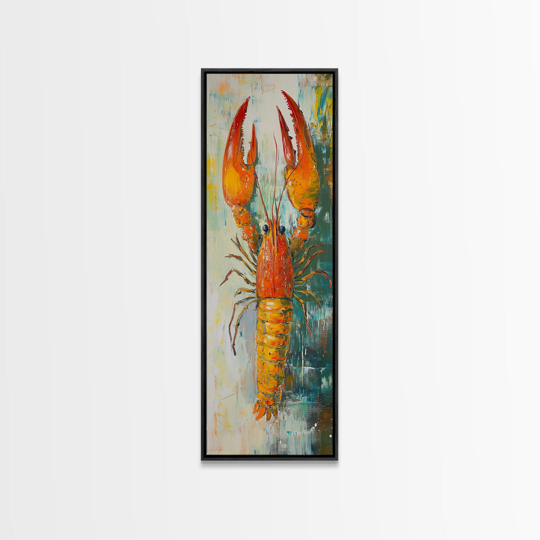 Crayfish Painting, Nautical Decor, Coastal Kitchen Art, Framed Canvas Print, Rustic Art, Seafood Wall Art, Original Painting