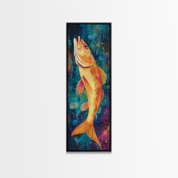 Vibrant, Fish Painting, Framed Canvas Print, koi fish painting, nautical painting, fly fishing art, coastal wall art, rustic decor, unique gift idea